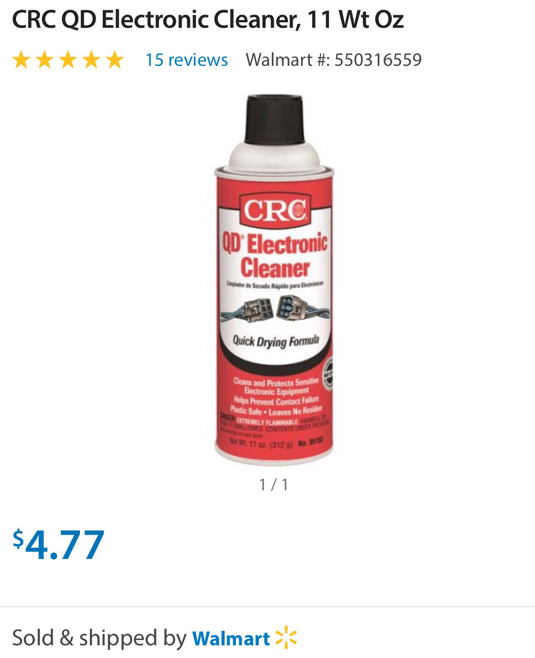 CRC QD Electronic Cleaner 11 Wt Oz