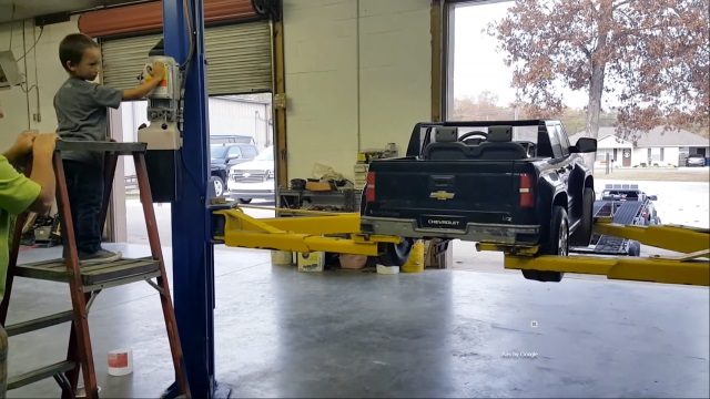 Little Mechanic Gets Start Fixing Power Wheel Silverado