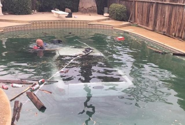 California Driver Crashes Chevy Into Pool, Flees