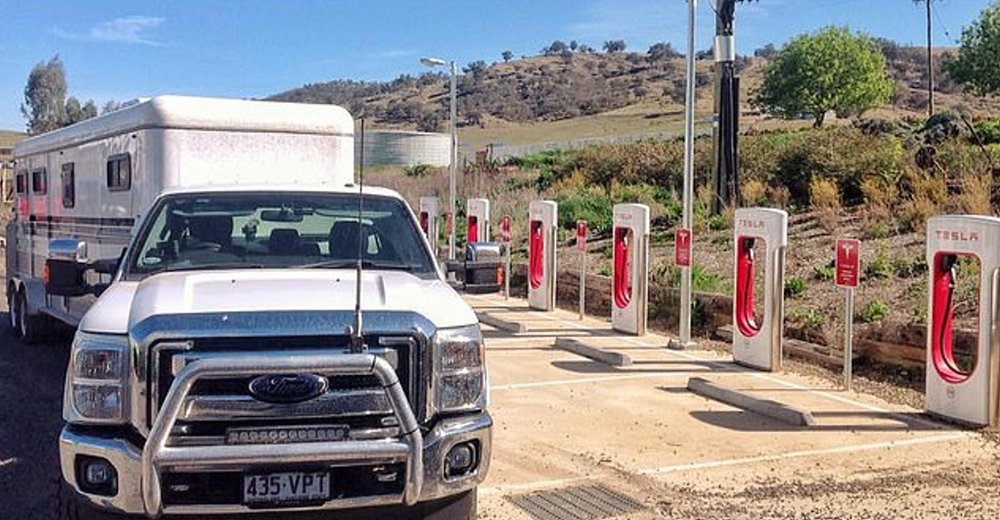 Ford Truck Blocking Tesla Stations