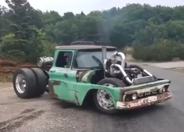 Crazy Diesel GMC Pickup Burns Rubber on Instagram