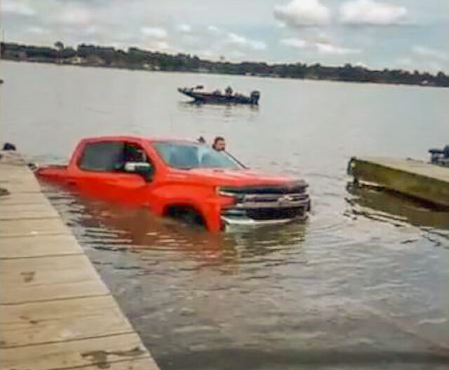 Fishermen sunk Chevy Silverado