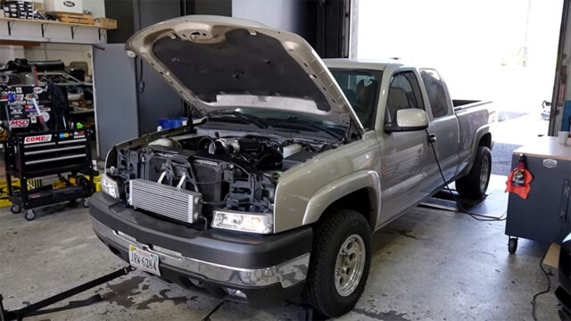 Magnuson Supercharged 427 Silverado 1000 horsepower front on dyno