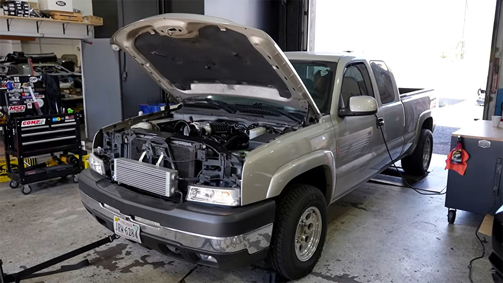 Magnuson Supercharged 427 Silverado 1000 horsepower front on dyno